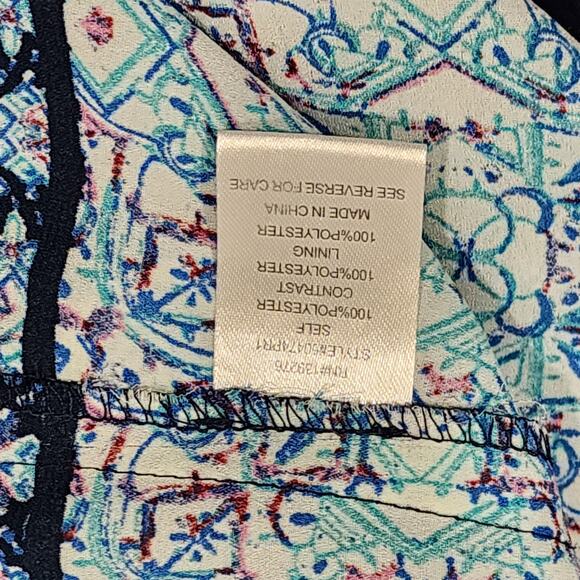 Daniel Rainn Sheer Mesh Swim Cover Up Blue Floral Block Pattern Medium Pockets - Picture 5 of 6